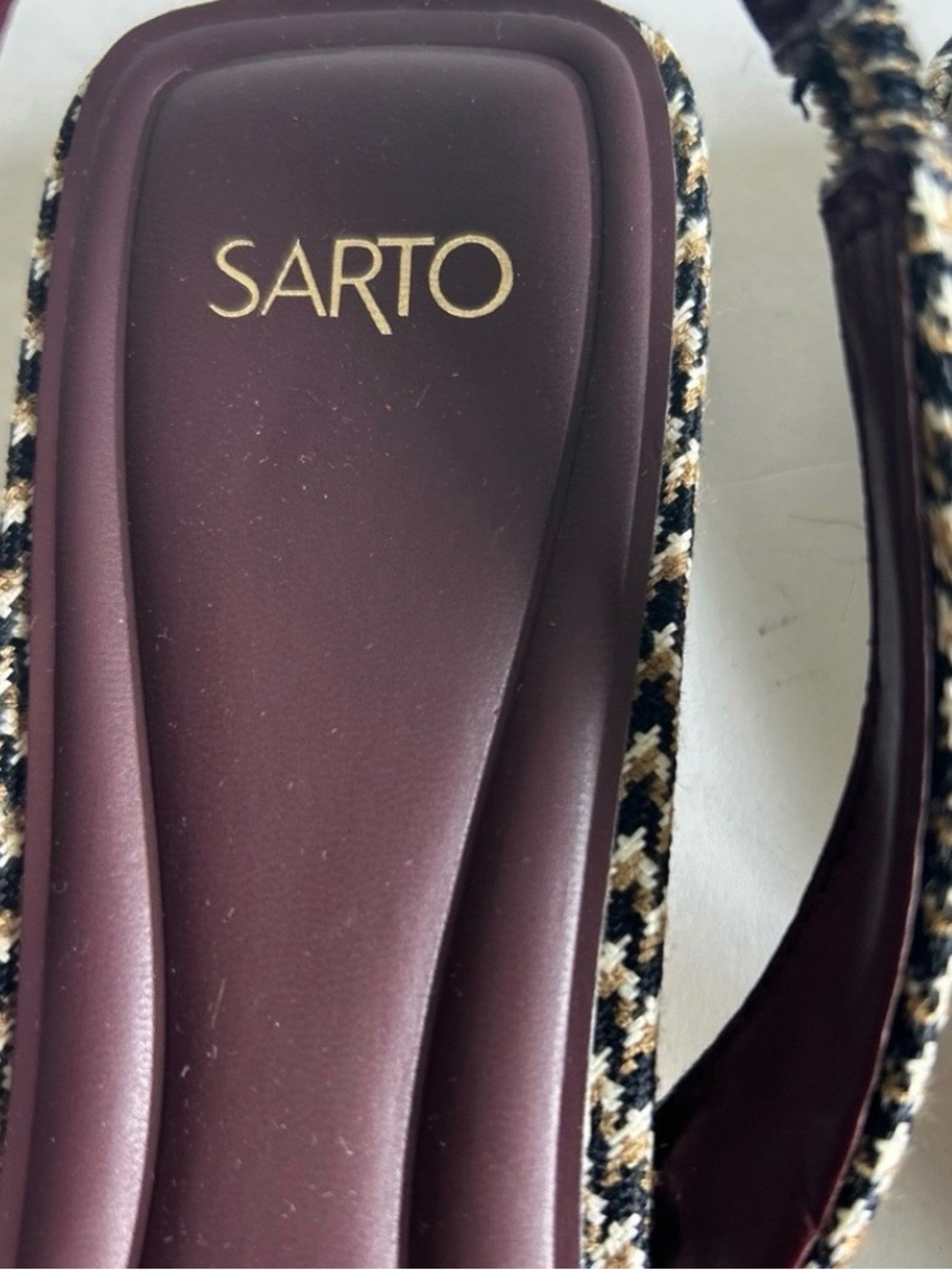 Sarto Khaki Black White Textile Square Toe Sandals size 8.5. - Picture 9 of 16
